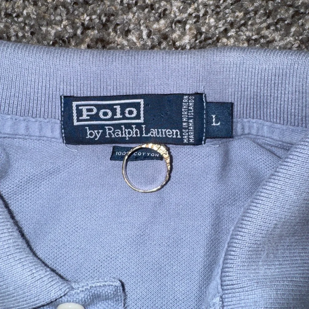 Polo Ralph Lauren Mens Large Blue Short Sleeve Cotton Pique Polo Shirt Pony Logo